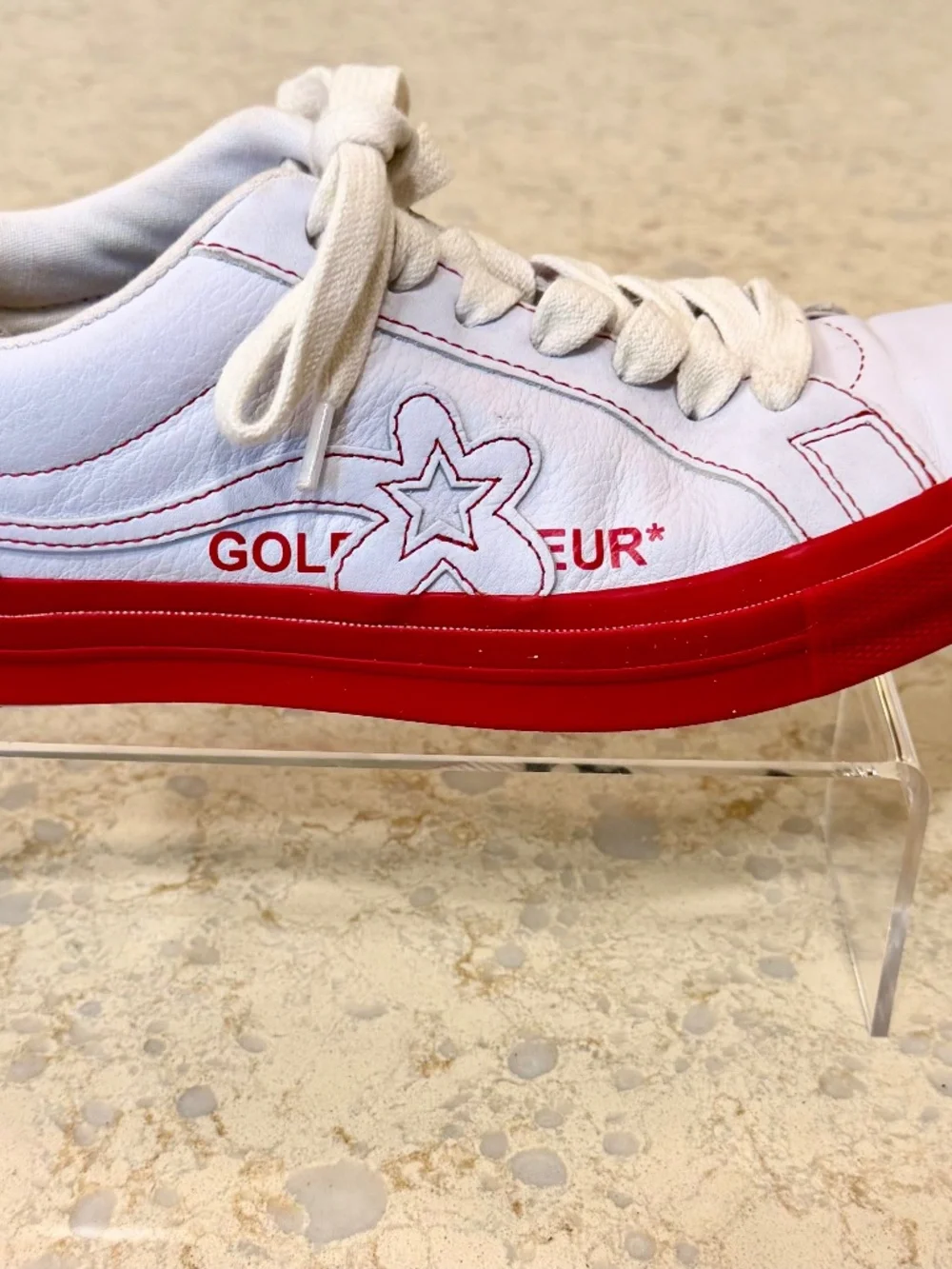 Converse Golf Le Fleur, Unisex: Men's 8.5 or Woman's 10.5, Red & White Leather